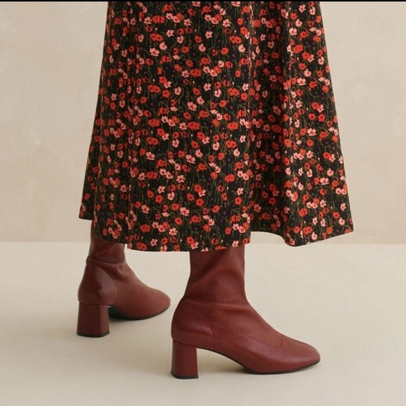 ME+EM Red Knee High Stretch Leather Boot 39 - Picture 6 of 16